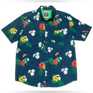 Pardy Time Tropical Acid Short Sleeve Button Down Shirt Size Medium
